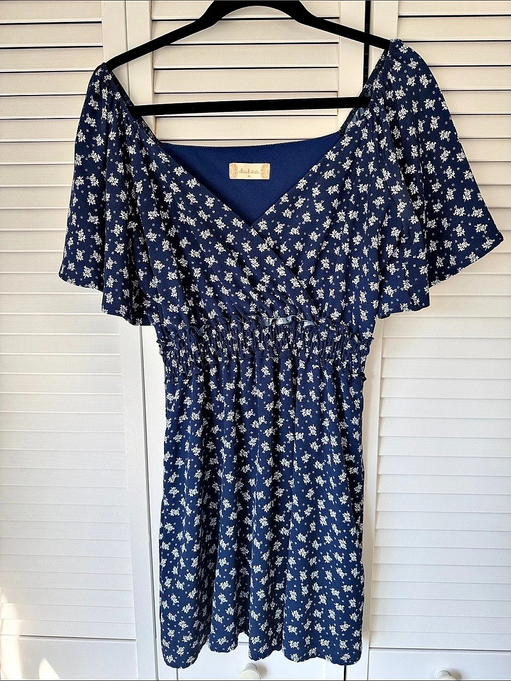 Floral Mini Dress in Blue & White Like New